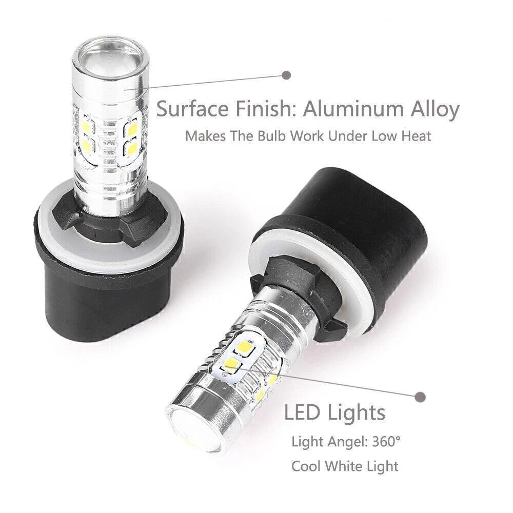 2 x 360° LED Fog Light Bulbs for Car Driving Lamp DRL 6000K HID White 880