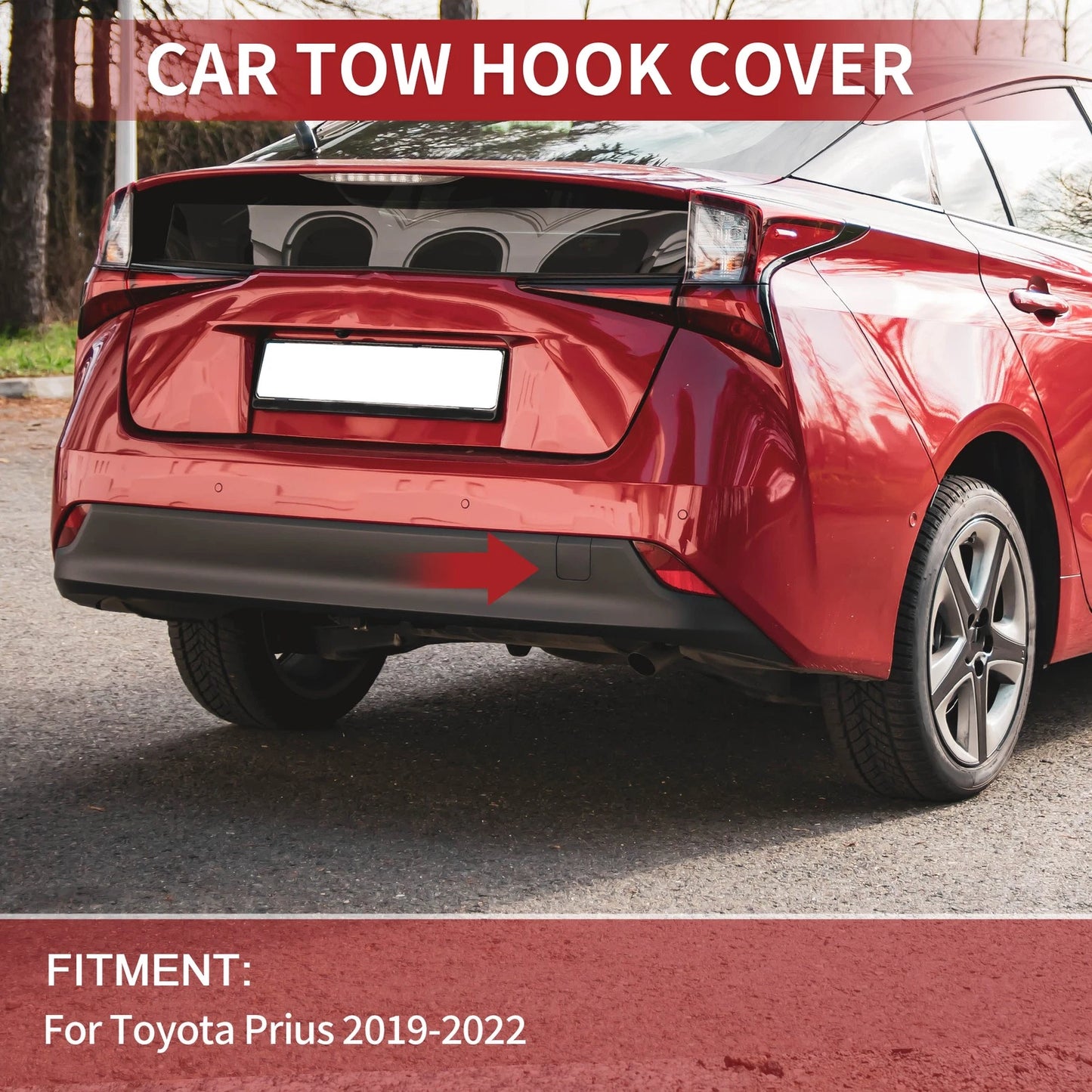 Rear Tow Hook Cover for Toyota Prius (2021-2022) Black 1 x Cap