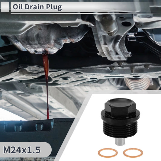 Set Engine Oil Drain Plug with Gasket for Cars/Motorcycles/Boats Black
