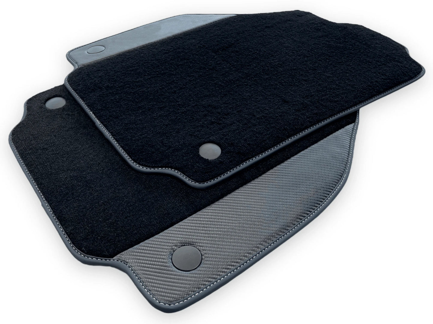 Black Floor Mats for Ferrari 458 Italia with Carbon Fiber Leather (2009-2015)