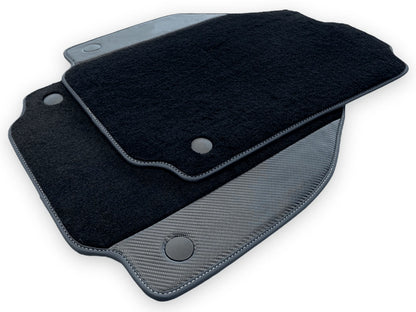 Black Floor Mats for Ferrari 458 Italia with Carbon Fiber Leather (2009-2015)