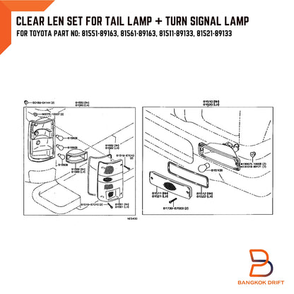 Clear Lens Set Turn Signal Bumper Light Tail Rear Lamp for Toyota Hilux (88-96)