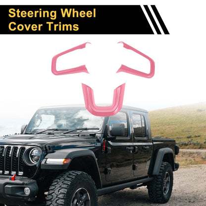 Steering Wheel Cover Trims for Jeep Wrangler JL JLU 2018-2024 - Pink