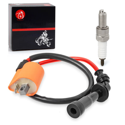 Ignition Coil & Spark Plug + Cap Cover for Suzuki Quadsport Z400/LTZ400