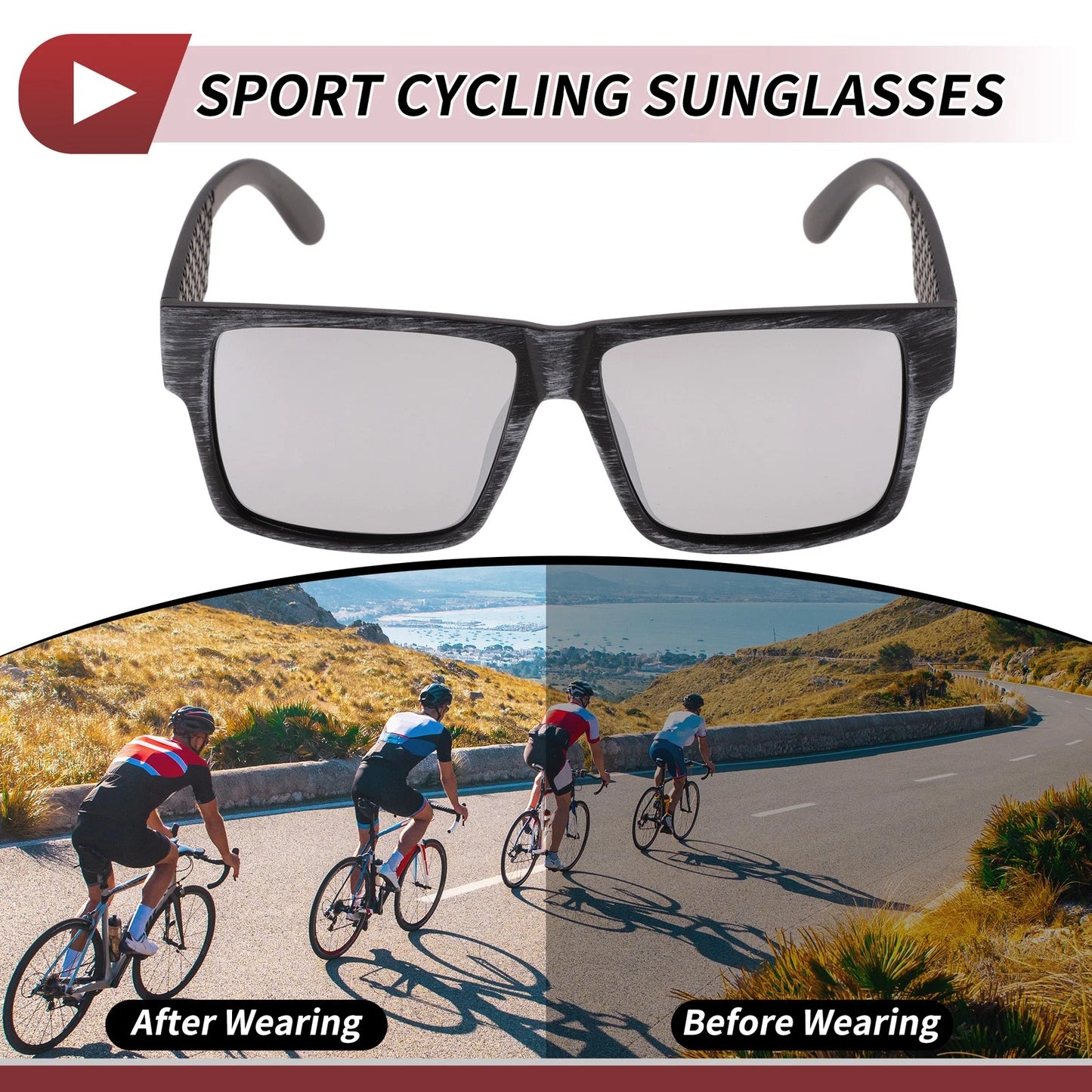 1 Pc Motorcycle Riding Goggles Silver Tone Lens Gray Frame Tri-acetal for MC