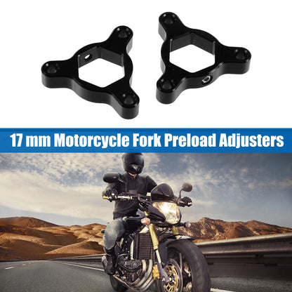 2 x 17mm Racing Fork Preload Adjusters Aluminum Alloy Black for Make Model
