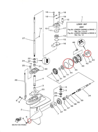 Yamaha Marine Gearcase Lower Unit Seal Kit & Oil Seal (93101-17054)