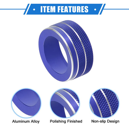 3 x Car AC Climate Control Knob Ring Covers for Jeep Renegade (2018-2023) Blue