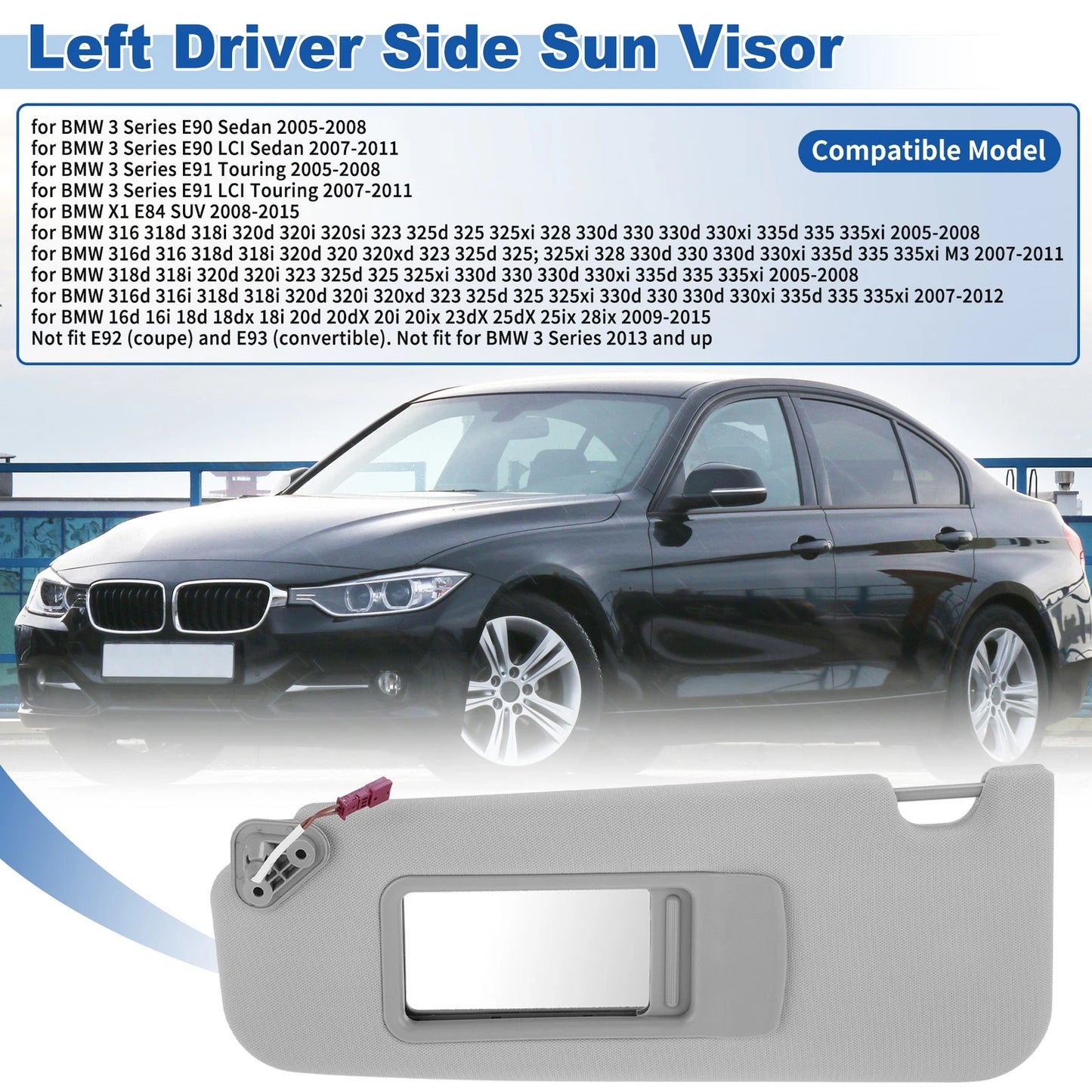 Left Side Sun Visor for BMW 3 Series E90/E91 (2005-2008)