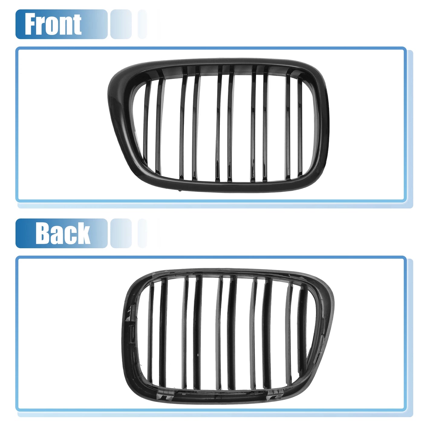 Front Hood Bumper Grille for BMW 525i 530i E39 (2001-2003) - Black