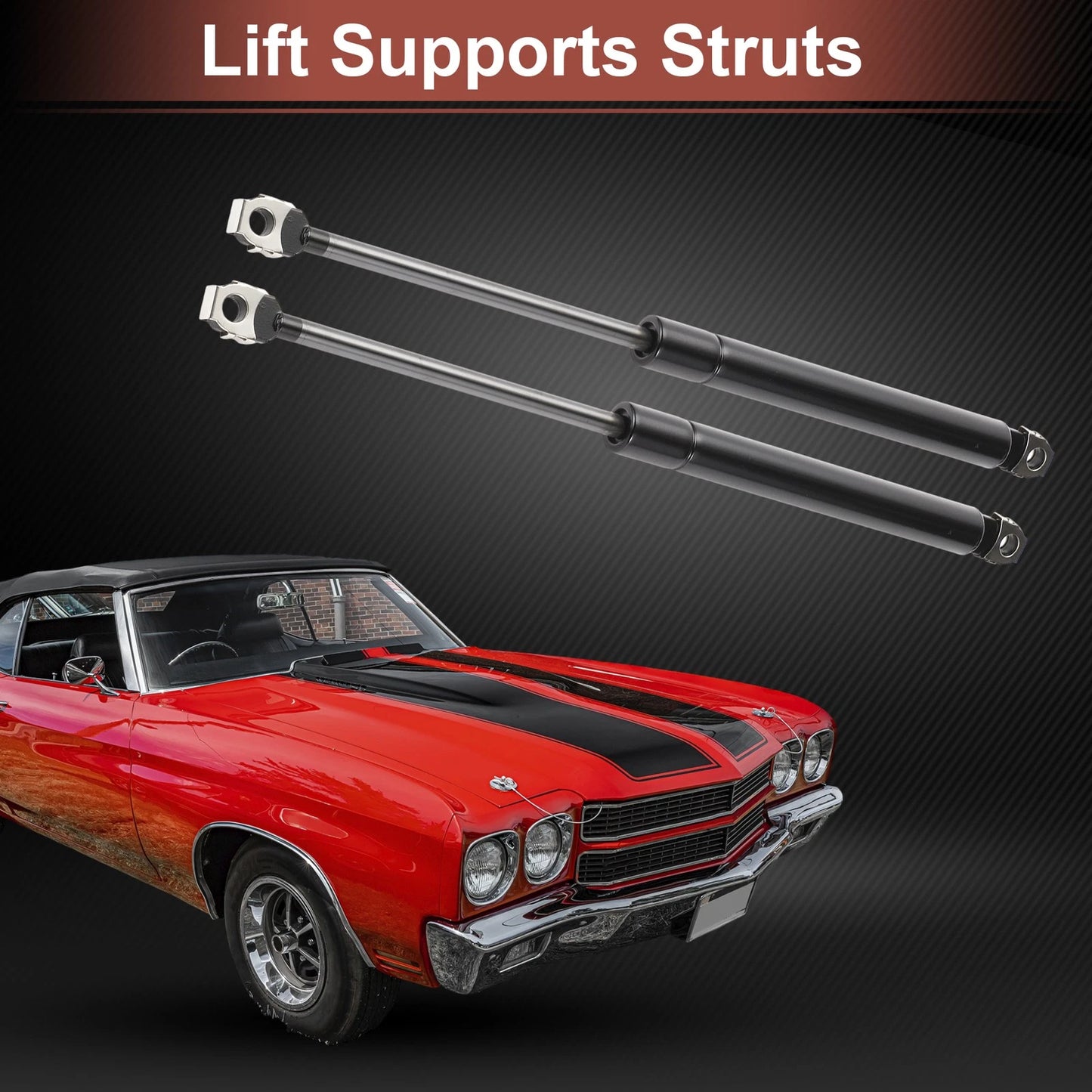 Front Hood Lift Supports Gas Strut Chevrolet Camaro (1982 - 1992) Black