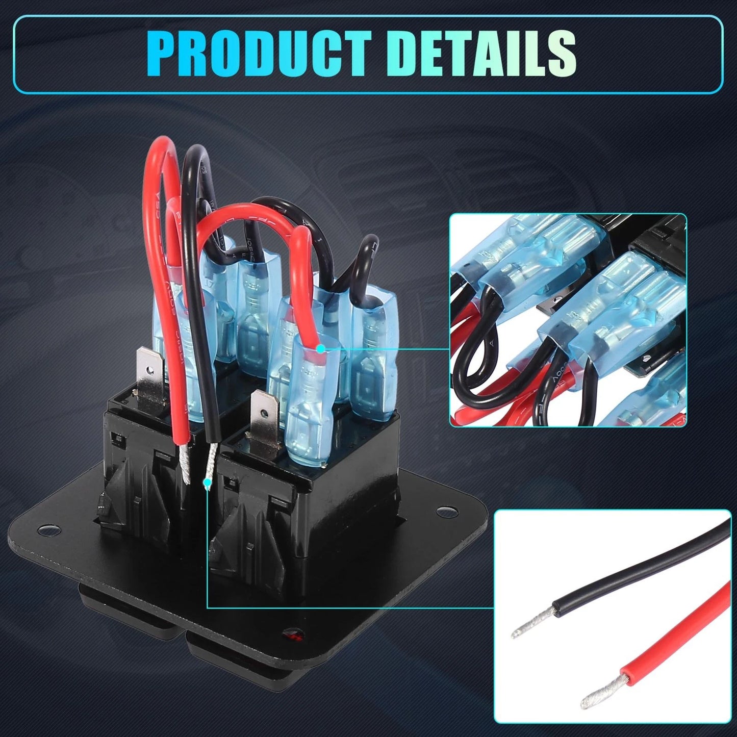 2 Gang 2 x Rocker Toggle Switch Waterproof 12V/24V Blue LED for Car Marine