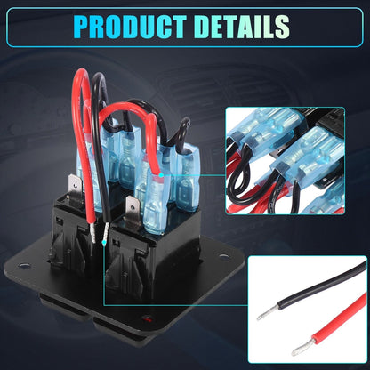 2 Gang 2 x Rocker Toggle Switch Waterproof 12V/24V Blue LED for Car Marine