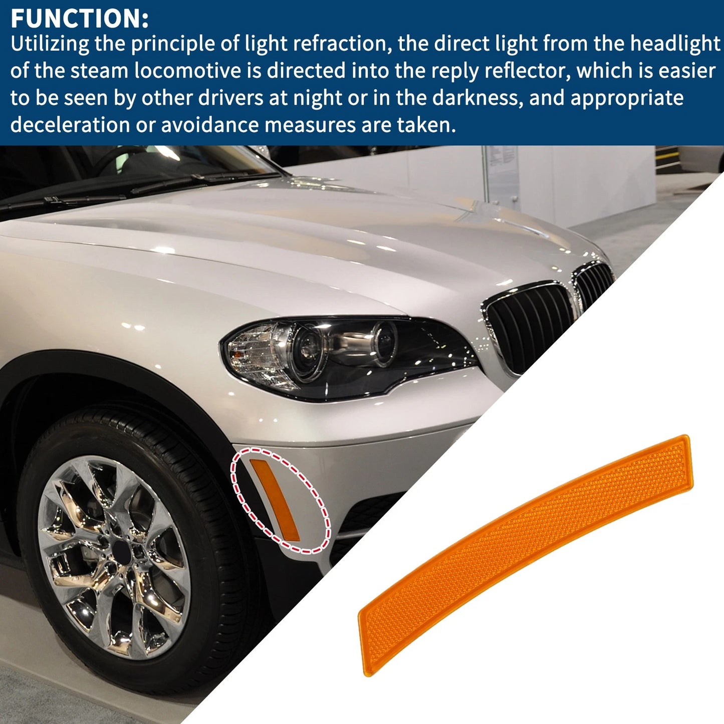 Bumper Reflector for BMW X3 E83 2007-2010 USA Models 1 Pcs Front Right