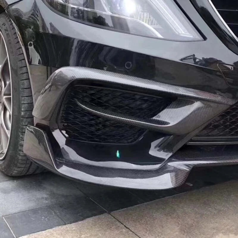 Carbon Fiber Front Bumper Fins Air Vent Covers For Benz W222 S63 S65 2014-17