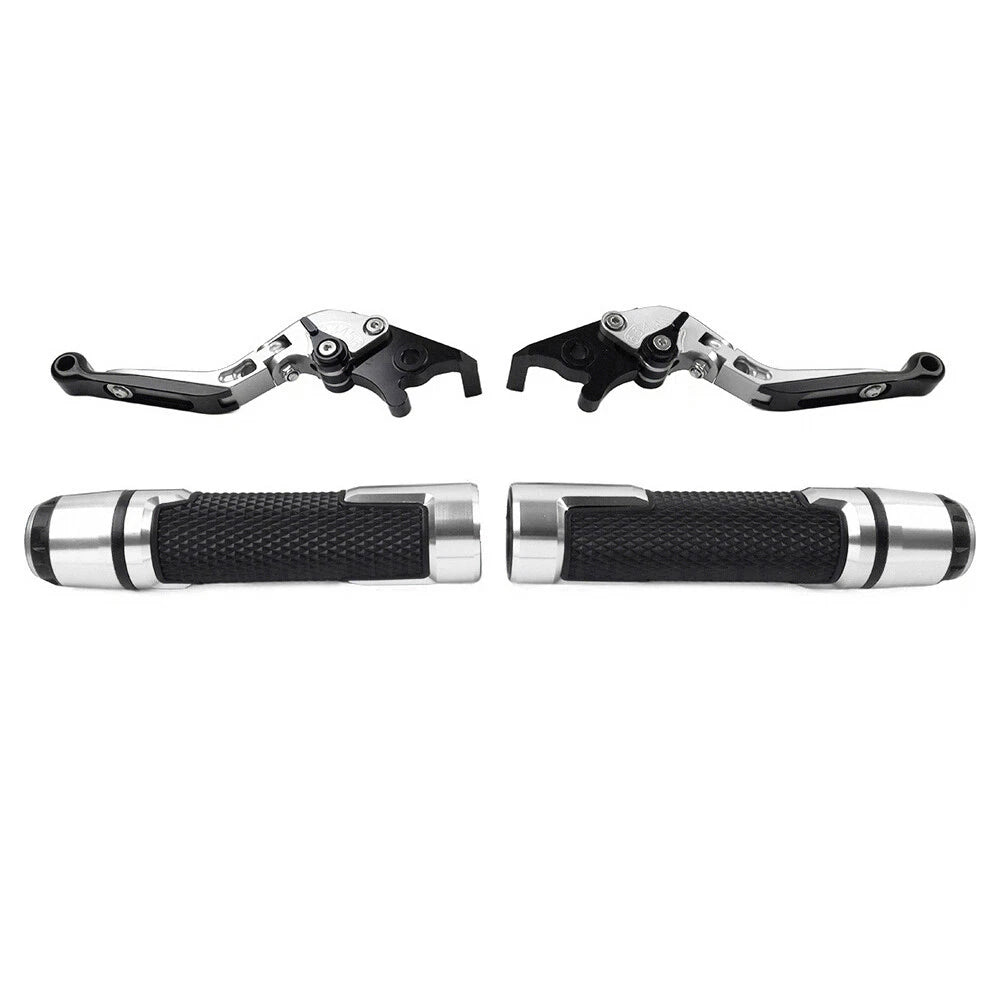 Silver Extendable Brake Clutch Lever Grip Set for Yamaha YZF R1 MT-09 (2015-2023)