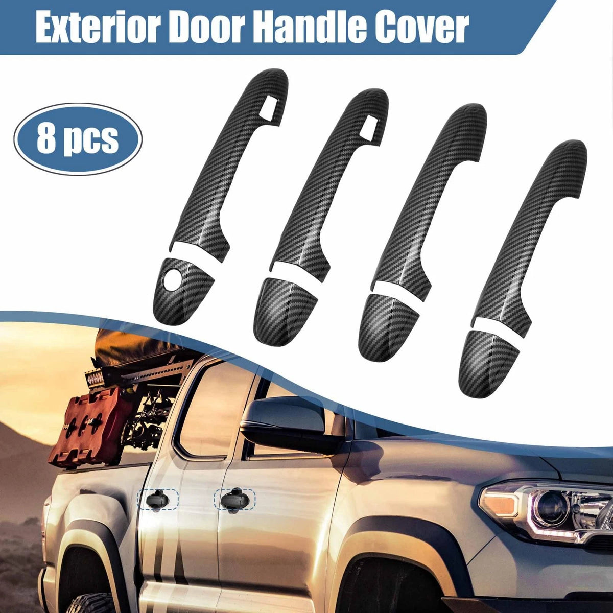 8pcs Carbon Fiber Pattern Door Handle Covers for Toyota Tacoma (2016–2021)