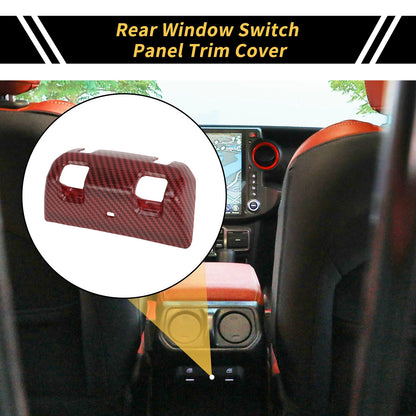 Rear Window Switch Panel Cover for Jeep Wrangler JL JLU (2018-2024) Carbon Fiber Red