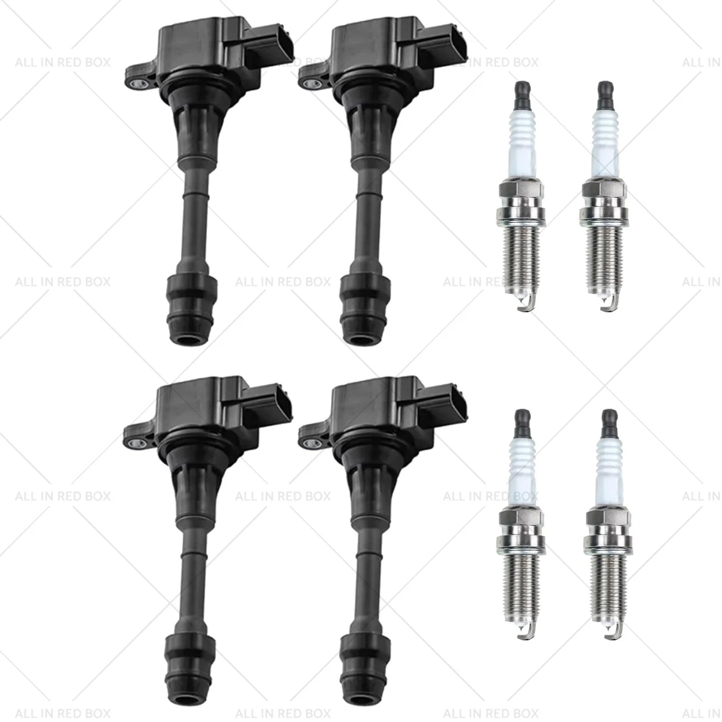 4x Ignition Coils & 4x Spark Plugs for Nissan X-Trail (2001-2007)