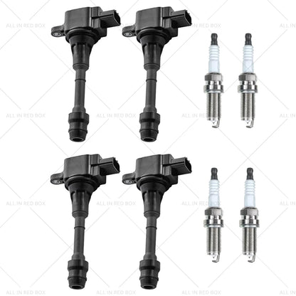 4x Ignition Coils & 4x Spark Plugs for Nissan X-Trail (2001-2007)