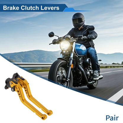 Long Brake Clutch Levers Gold Tone 1 pair for Ducati 821 MONSTER (2014–2017)
