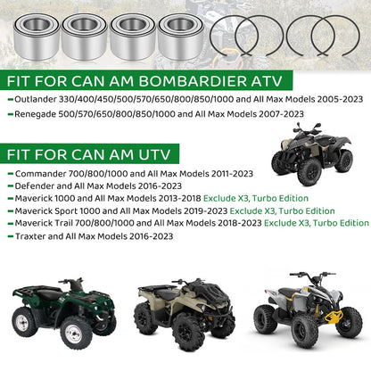 Front & Rear Wheel Bearing Kit All 4 for Can-Am Renegade