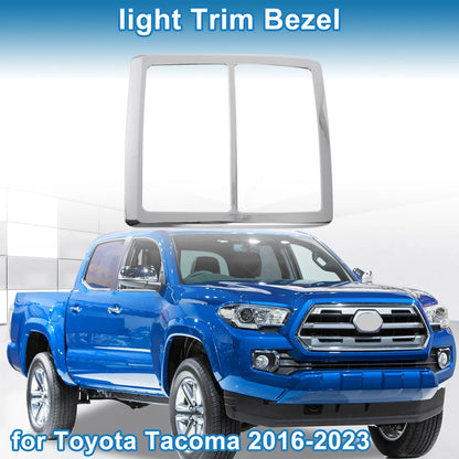 Front Row Headlight Trim Bezel Silver Tone for Toyota Tacoma (2016–2023)