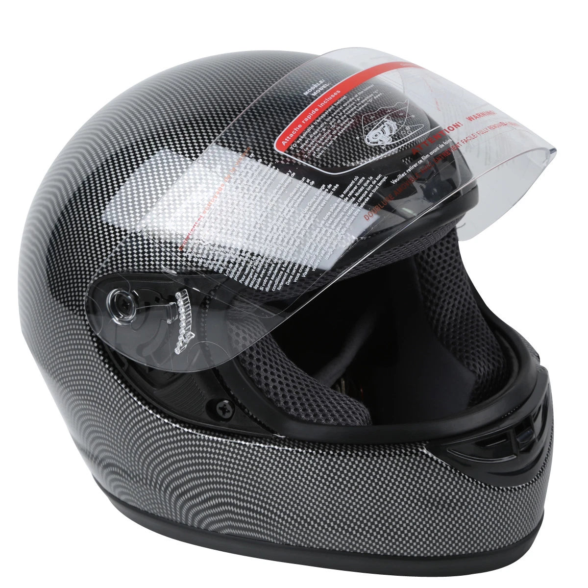 Carbon Fiber Black DOT Adult Flip Up Full Face Motorcycle Helmet - S M L XL