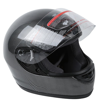 Carbon Fiber Black DOT Adult Flip Up Full Face Motorcycle Helmet - S M L XL