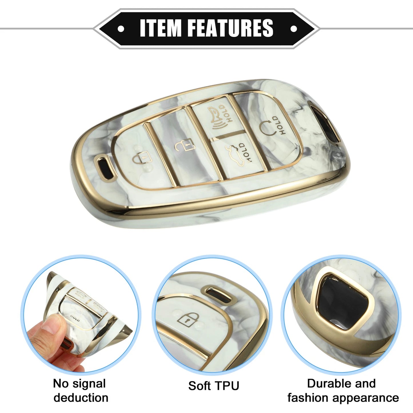 Key Fob Cover for Hyundai Tucson 2020-2022 5 Button Soft TPU Gray