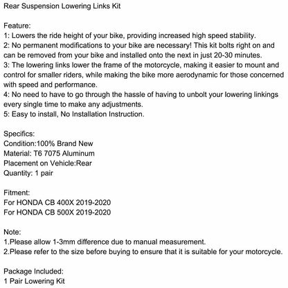 Rear Suspension Lowering Kit for Honda CB400X CB500X (2019-2020)