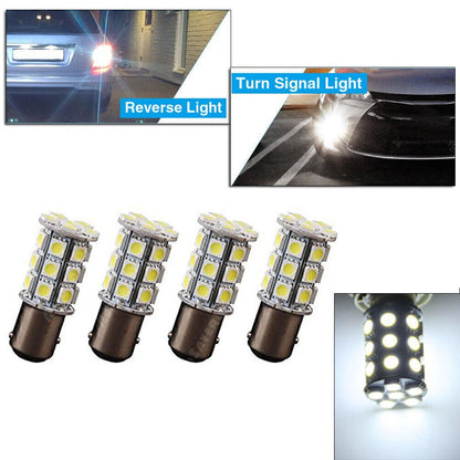 4 x BA15D 5050 27 SMD White Marine Boat Cabin Lamp Bulb