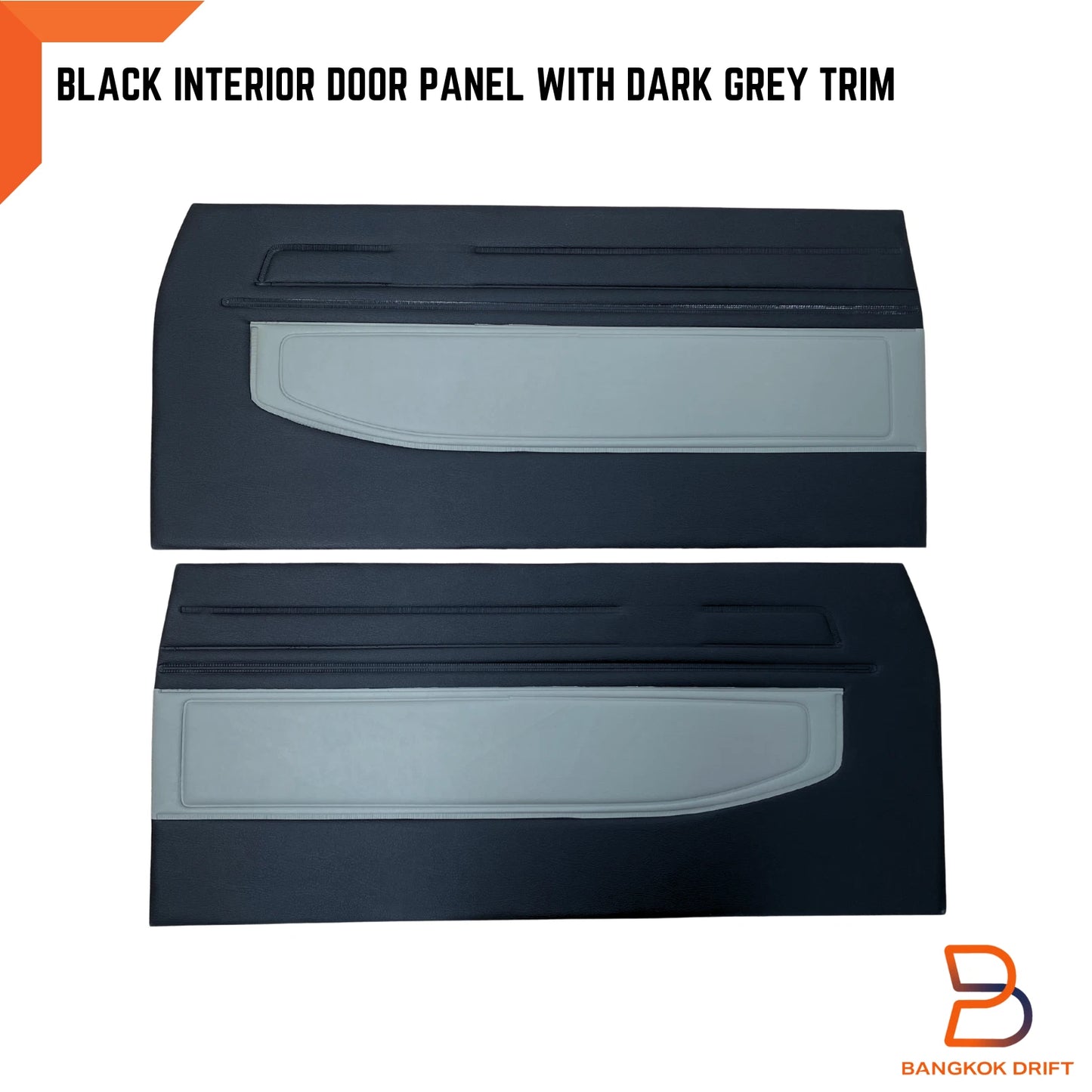 Grey Interior Door Panel Pair + Clips for Toyota Hilux Ute (78-83)