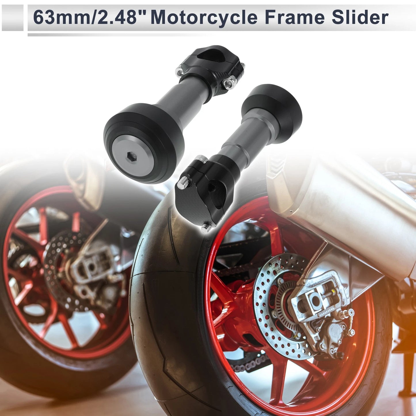 0.98"-1.1" 2 x Motorcycle Slider Frame Titanium Tone for Make Model