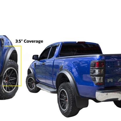 3.5" Tyre Coverage Matte Black Fender Flares for Ford Ranger T6 (2018-2022)