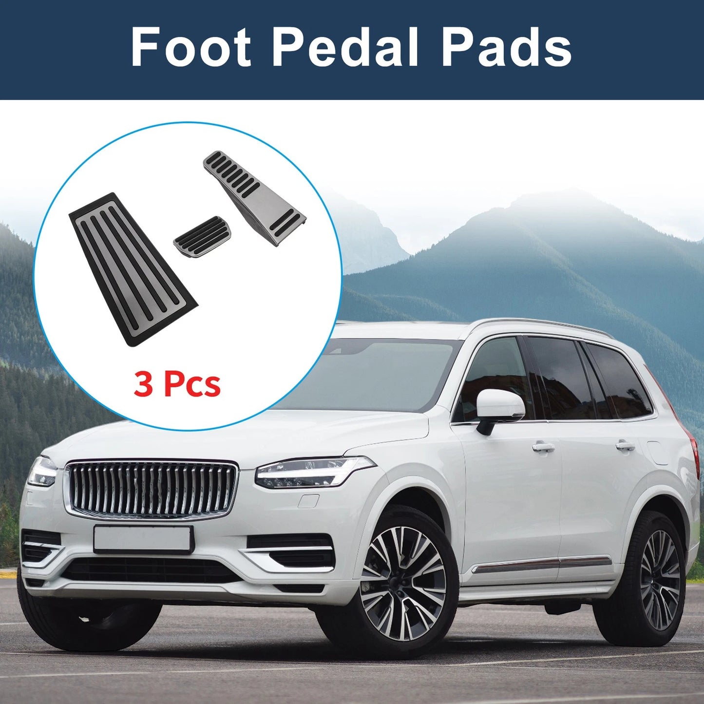 Foot Accelerator Pedal Covers  for Volvo XC90 (2018-2020) Silver Tone