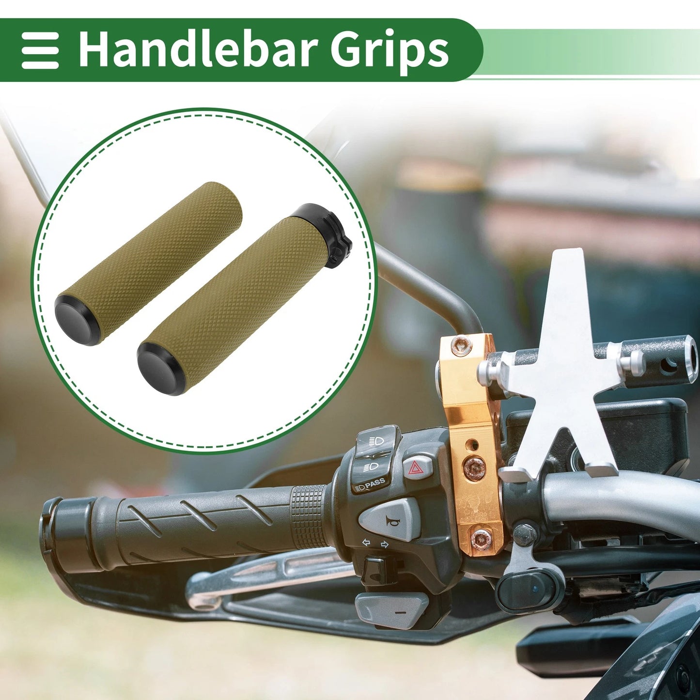 25mm Hand Grips Cover Kit Handlebar Grips TPU Yellow for Motorcycle