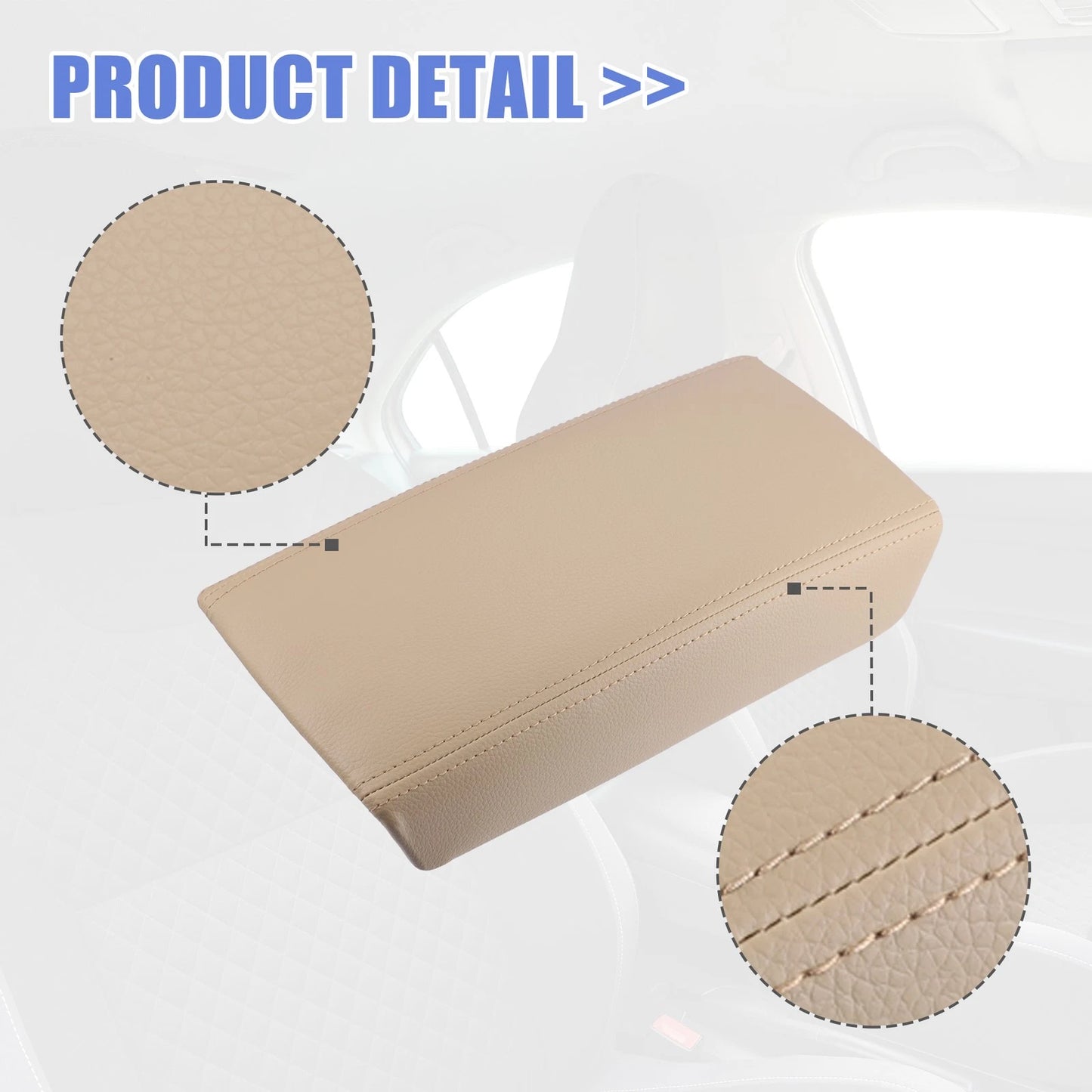 Center Console Lid Armrest Cover for Honda Accord (2003-2007) Beige Faux Leather