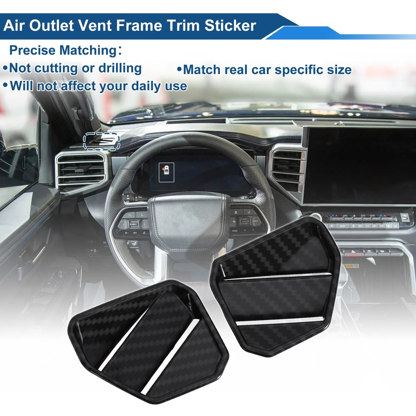 Air Condition Outlet Vent Trim Cover Frame Carbon Fiber Black for Toyota Tundra
