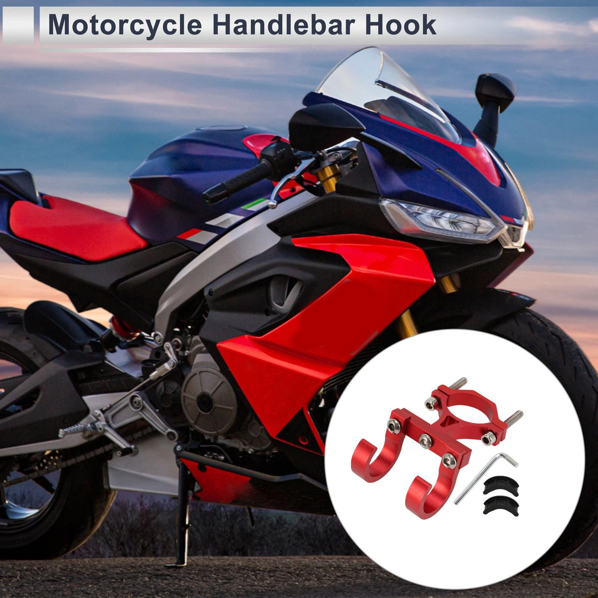 Arc Aluminum Alloy Motorcycle Hanging Hook Hexagon Wrench Screw Washer 1Set Red