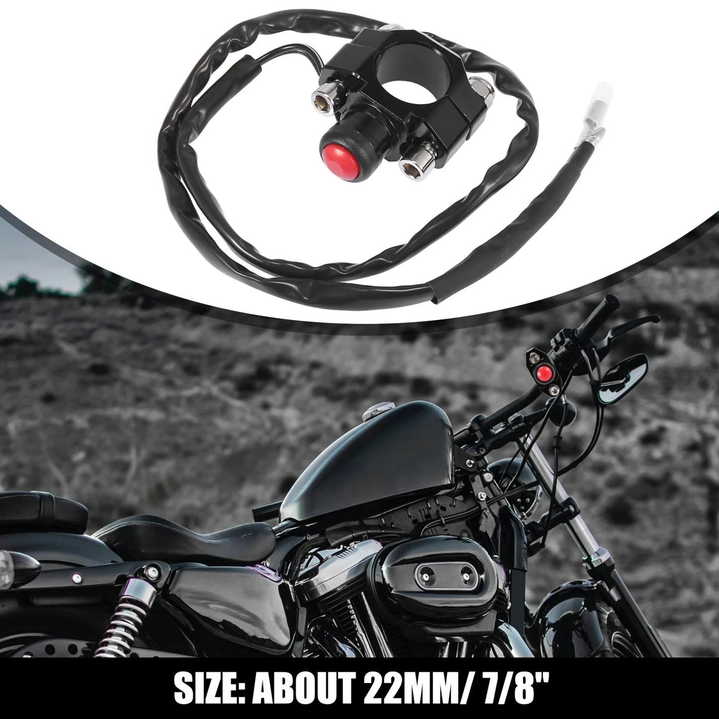 Engine Start Stop Switch Button with Mounting Backplate Red for Make Model