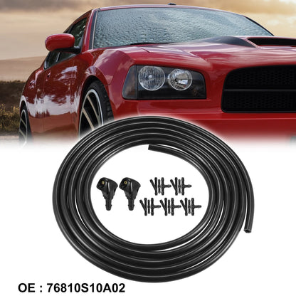 2 x Windshield Washer Nozzles & 2.5m Hose Kit for Honda Civic CR-V (2001-2006)