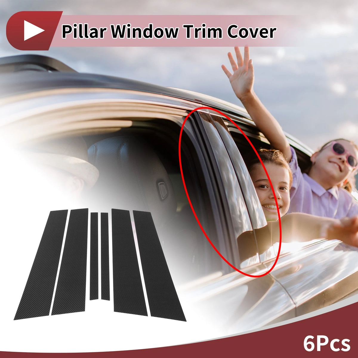Door Pillar Window Trim Carbon Fiber Black for BMW 1-Series Hatchback (2008 - 2016)