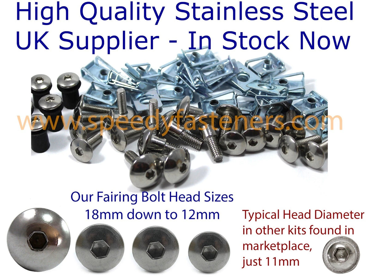 Stainless Steel Fairing & Screen Bolt Clip Kit for Suzuki TL1000S (1997–2001)