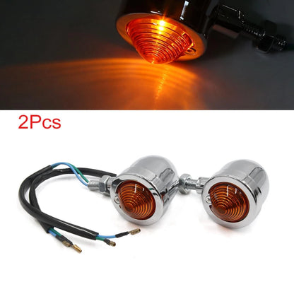 2 x Yellow Light Chrome Motorcycle Turn Signal Lamp Bulb for Harley-Davidson