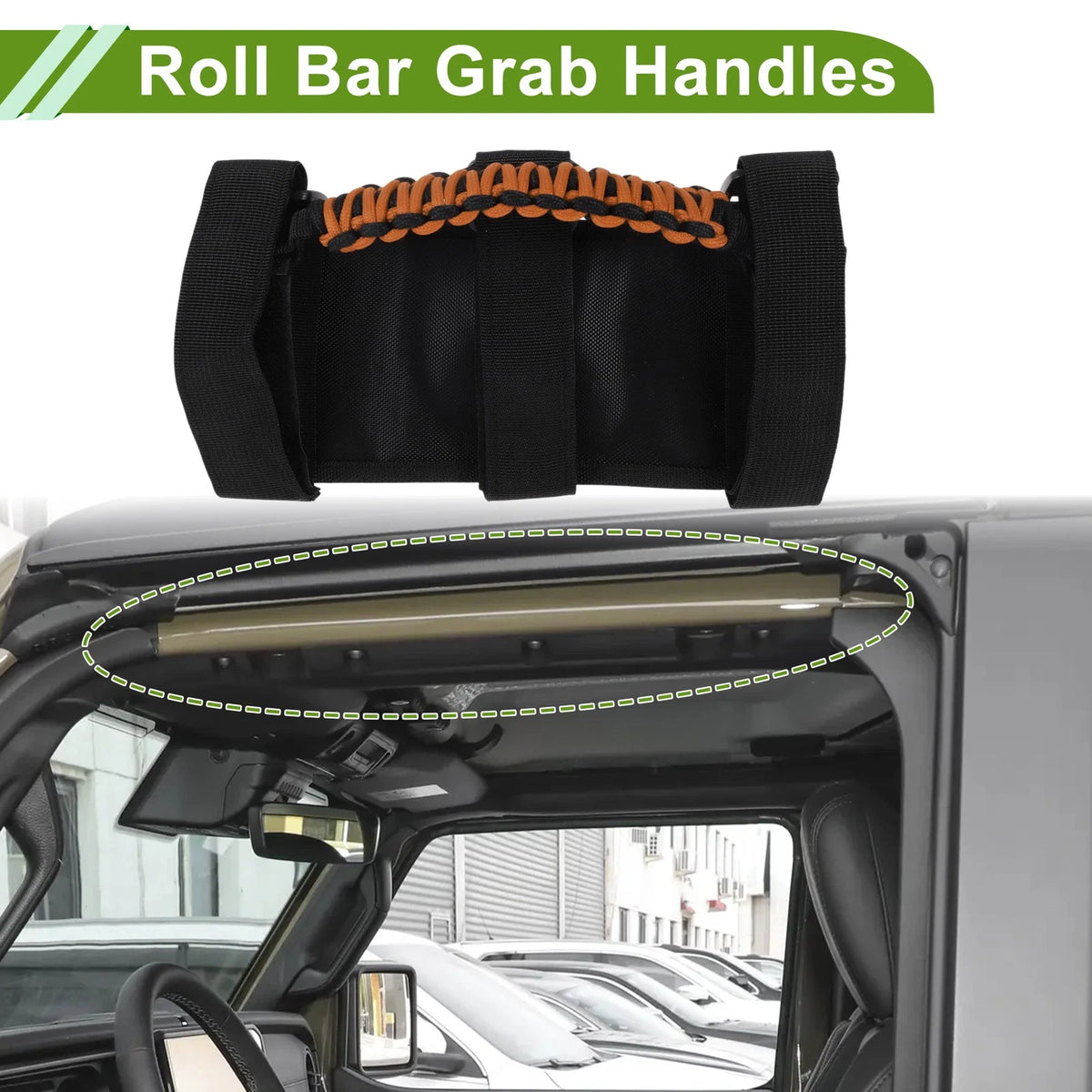 Roll Bar Grab Handles for Jeep Wrangler 1955-2023 - 2 x Orange Covers