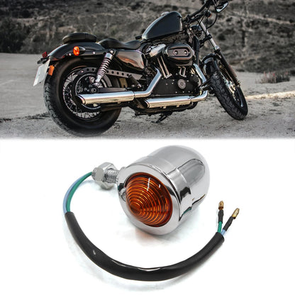 2 x Yellow Light Chrome Turn Signal Lamp Bulb for Harley-Davidson