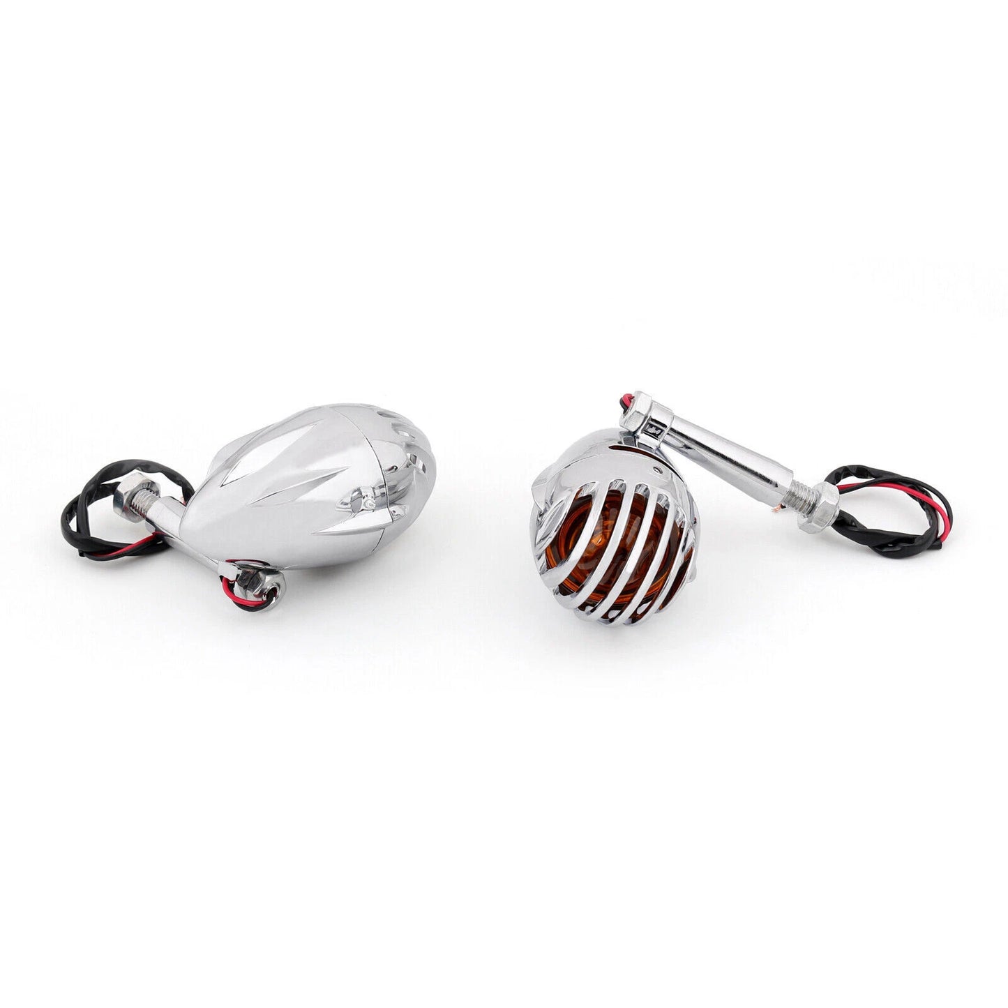 2 x Amber Indicator Lights for Motorcycle (Chrome)