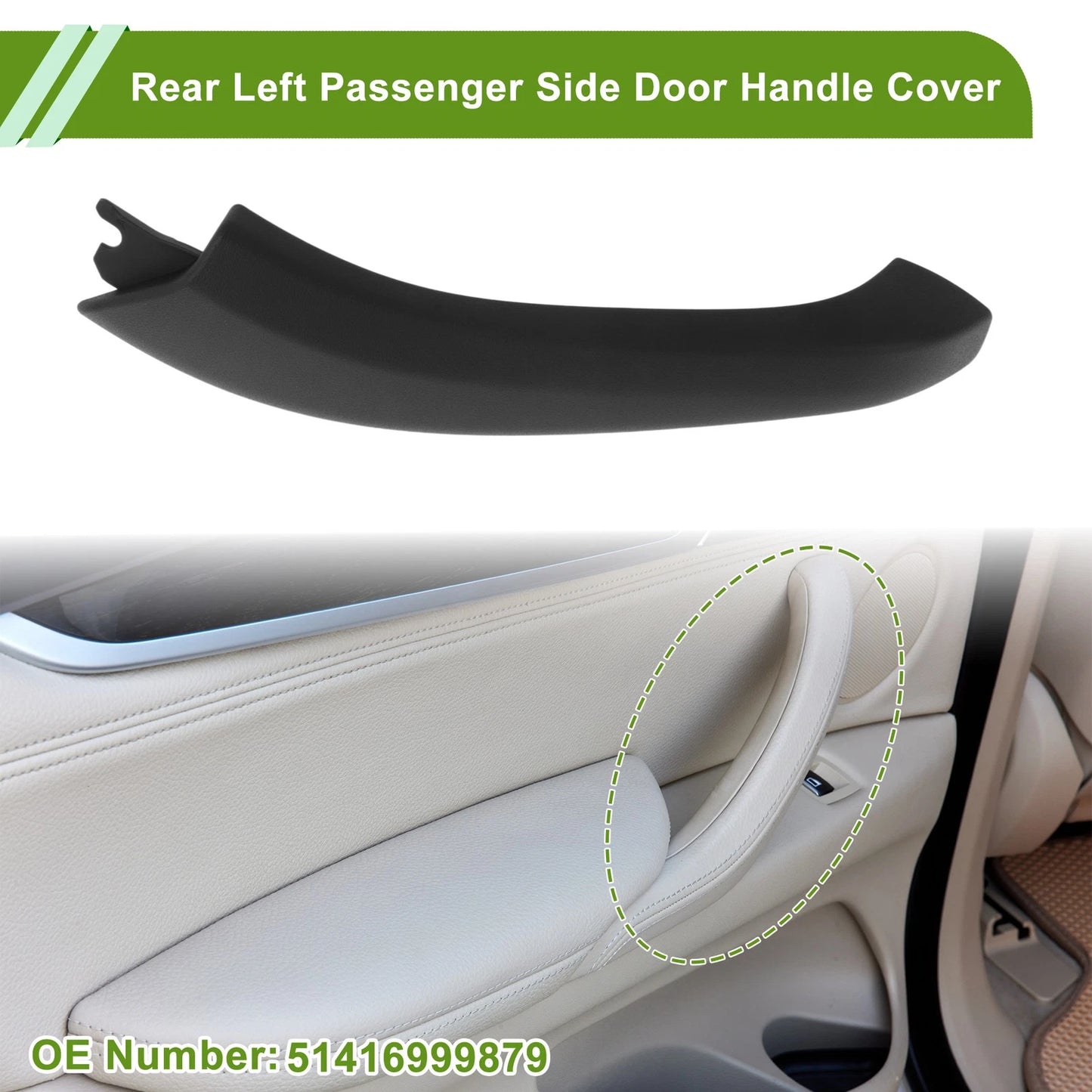 Door Panel Handle Pull Trim Cover for BMW X3 G01 2018-2021 (2 x Black)