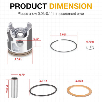 Top End Rebuild Kit 66.4mm Piston + Ring + Gasket for KX250